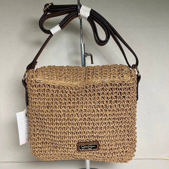 Jessica Simpson Toast Pink St. Pete Straw Crossbody - Picture 4 of 10